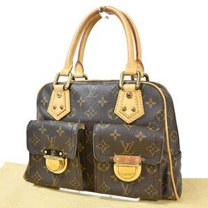 LOUIS VUITTON Manhattan PM Hand Bag Monogram Leather Brown Gold